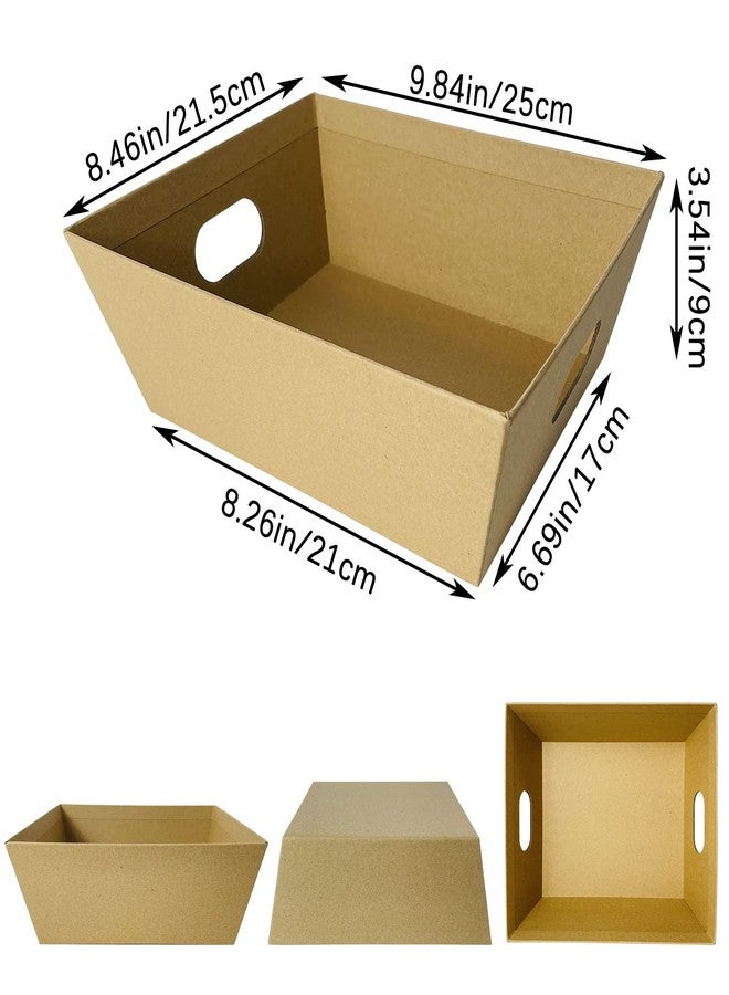 Funsky Baskets For Gifts Empty, 6 PCS Sturdy Diy Bulk Gift Basket Kraft Market Tray Cardboard Basket With Handles, Gift Baskets Kit Supplies Wrap To Fill For Birthday Christmas Valentines Thanksgiving - Image 2